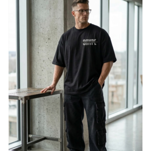 OFFHYPE Men’s Black Oversized Printed T-Shirt | Premium Cotton Graphic Tee | Loose Fit Streetwear