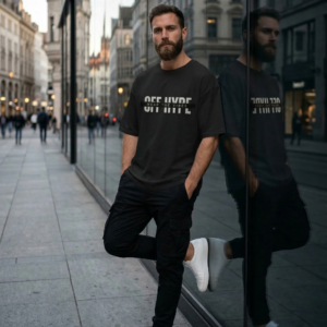 OFFHYPE Men’s Black Oversized Graphic T-Shirt | Premium Cotton Printed Tee | Loose Fit Streetwear