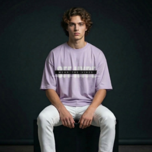 OFFHYPE Men’s Light Pink Oversized Graphic T-Shirt | Premium Cotton Printed Tee | Loose Fit Streetwear