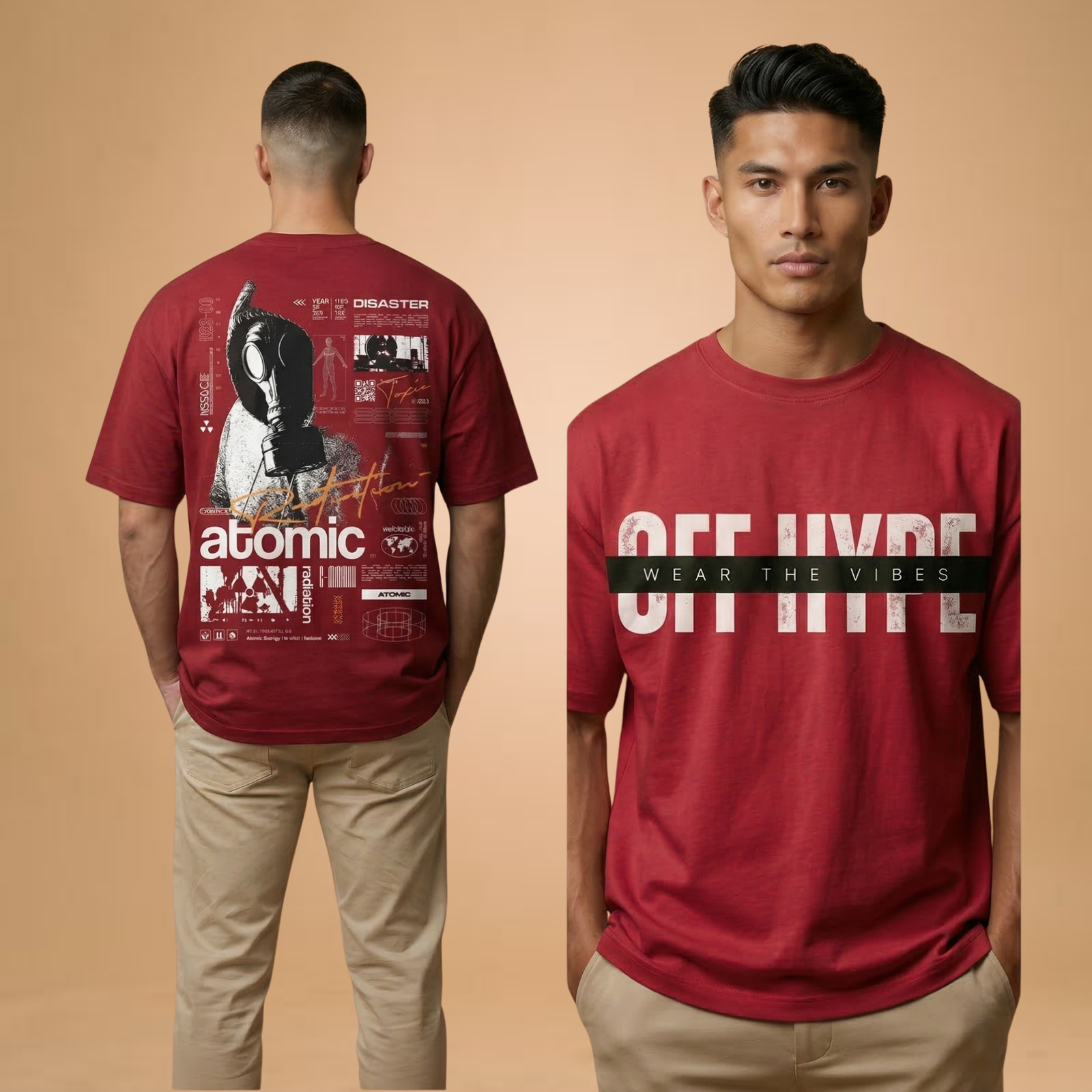 OFFHYPE Red Graphic Oversized T-Shirt – Wear The Vibes - Image 3