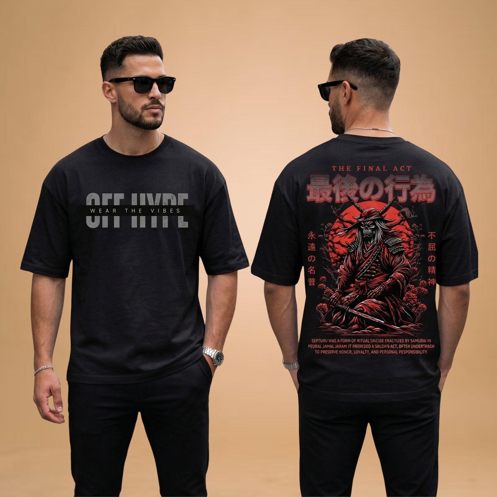 OFFHYPE Men’s Oversized Graphic T-Shirt | Premium Cotton Printed Tee | Streetwear Loose Fit Casual T-Shirt - Image 3