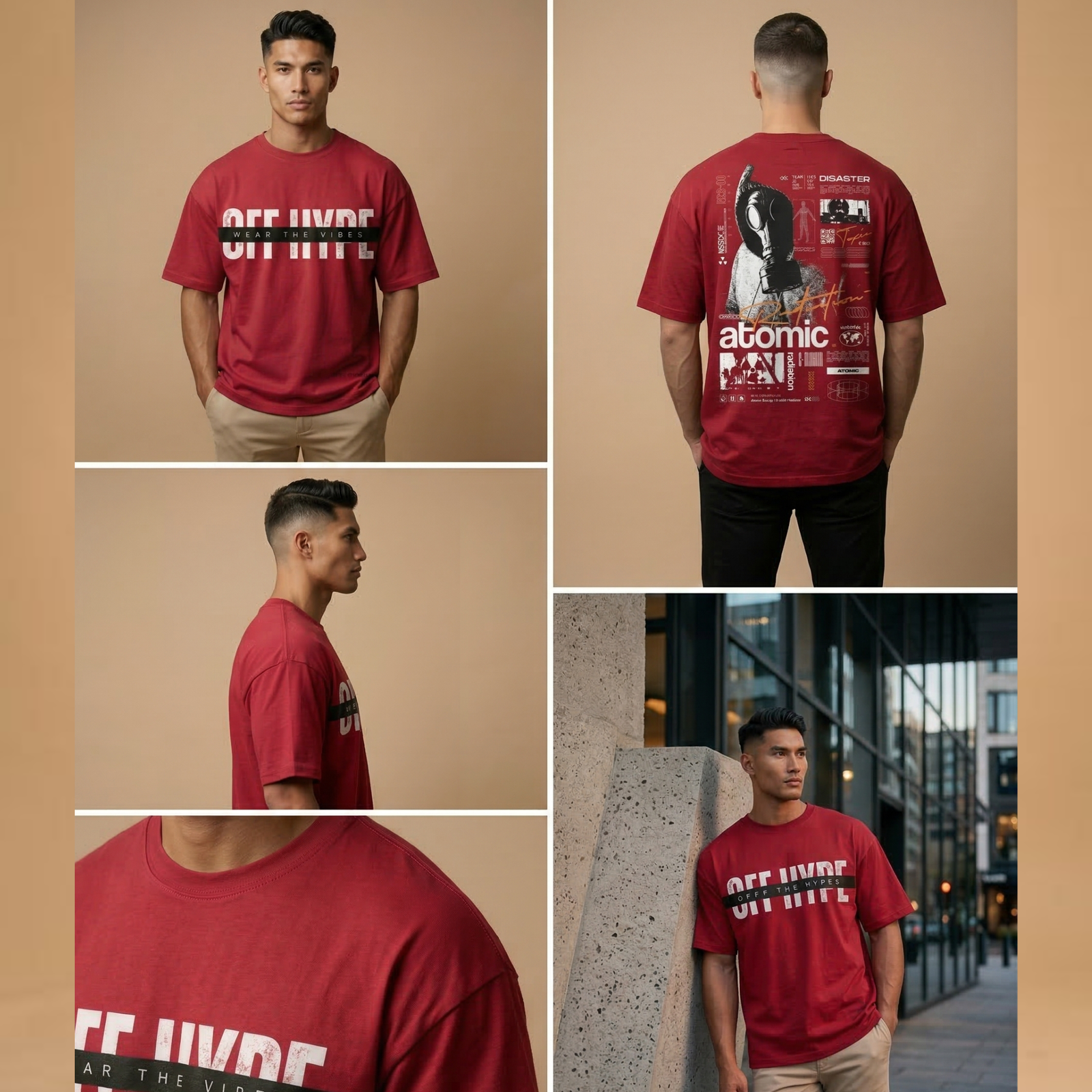 OFFHYPE Red Graphic Oversized T-Shirt – Wear The Vibes - Image 4