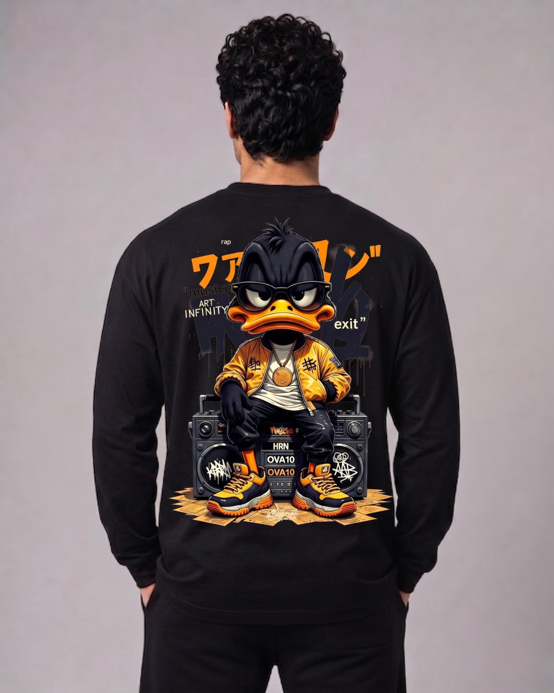 OFF HYPE Streetwear Long Sleeve T-Shirt – Urban Duck Graphic Edition