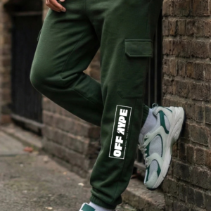 Men's Premium Cotton Blend Cargo Joggers | Regular Fit Track Pants with Utility Pockets & Drawstring Waist | Dark Green